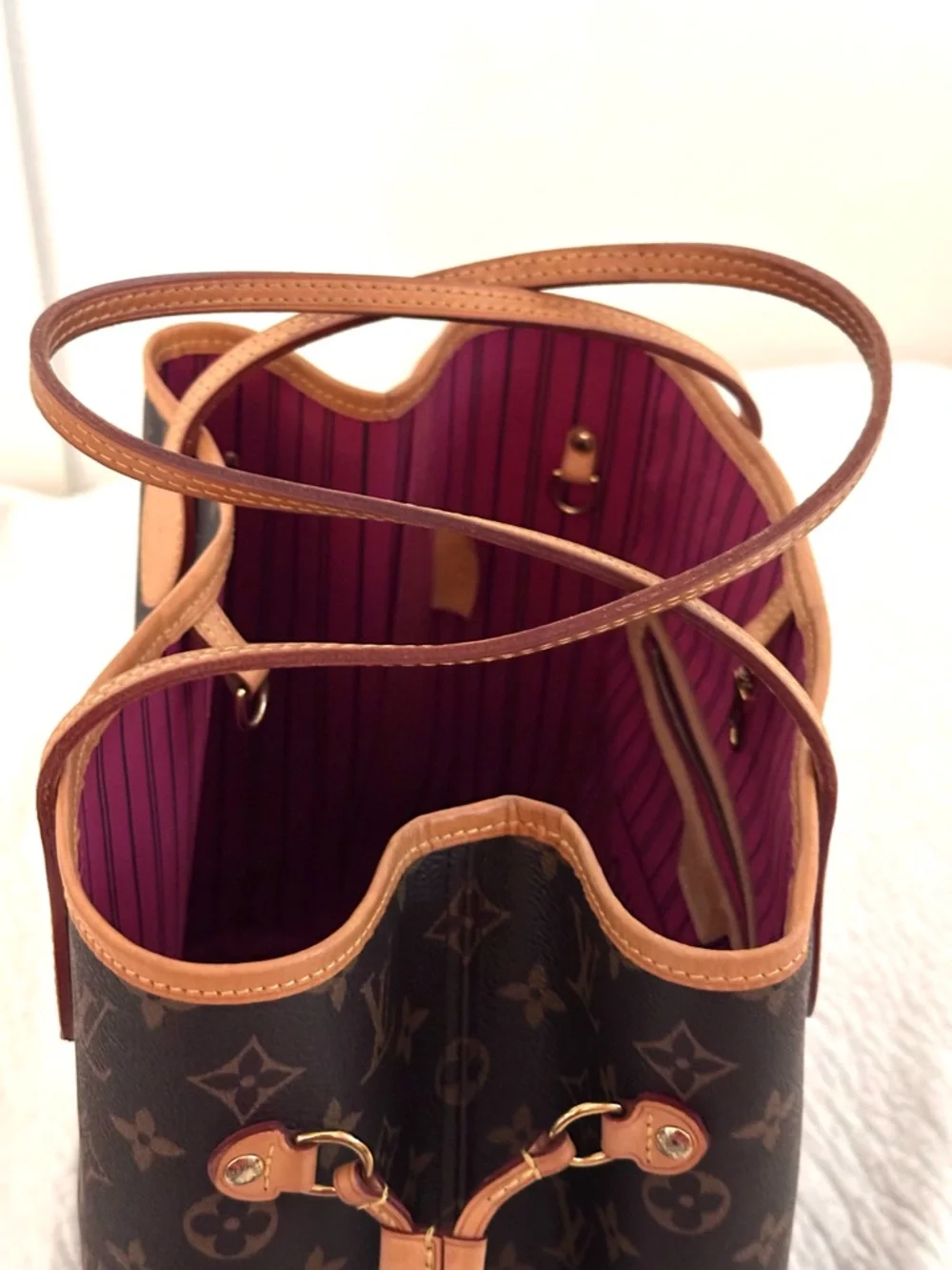 Louis Vuitton Brown Monogram Canvas Neverfull PM Tote with Magenta Interior - Picture 7 of 15